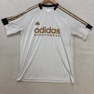 adidas soccer jersey mens MT white gold athletic sportswear activewear *READ*